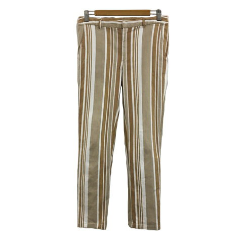 【中古】ギャルリーヴィー GALERIE VIE トゥモローランド パンツ スキニー ロング ストレッチ リネン混 ストライプ 34 茶 白 ブラウン ホワイト レディース 【ベクトル 古着】 250325