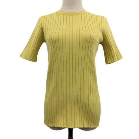 【中古】ミラオーウェン Mila Owen organics カットソー プルオーバー クルーネック リブ 無地 半袖 1 黄 イエロー レディース 【ベクトル 古着】 250307