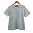 【中古】ジム gim PAIKAJI Tシャツ カットソー プルオーバー クルーネック ボタニカル 総柄 半袖 LARGE 水色 白 ライトブルー ホワイト メンズ 【ベクトル 古着】 250313