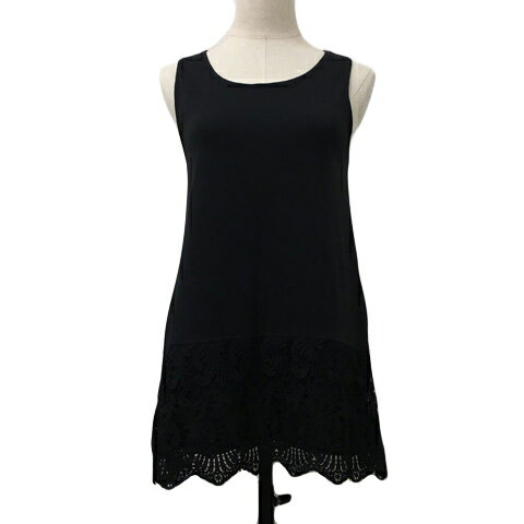 【中古】グローバルワーク GLOBAL WORK カットソー プルオーバー ラウンドネック レース 無地 ノースリーブ M 黒 ブラック レディース 【ベクトル 古着】 250324