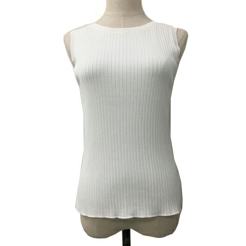 【中古】セオリー Theory ニット クルーネック リブ 薄手 ノースリーブ S 白 ホワイト レディース 【ベ..
