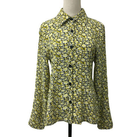 【中古】ゴスペル GHOSPELL シャツ ブラウス スタンダード 総柄 長袖 S 黄 黒 イエロー ブラック レデ..