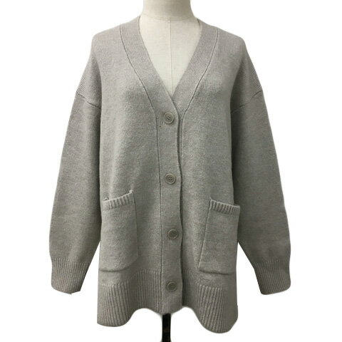 【中古】未使用品 グローバルワーク GLOBAL WORK カーディガン ニット Vネック オーバーサイズ 無地 長袖 M グレー ベージュ レディース 【ベクトル 古着】 250609