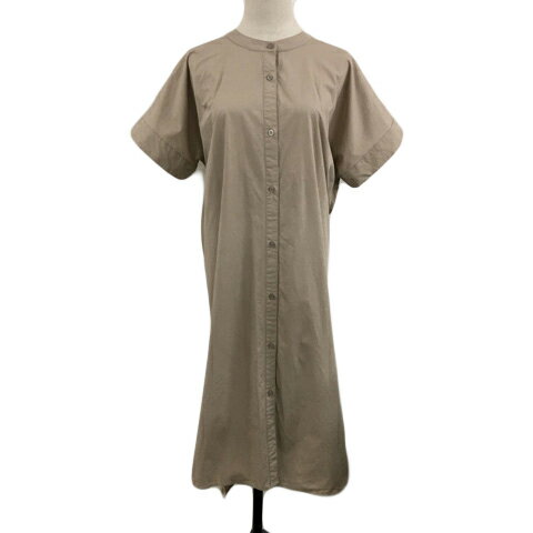 【中古】セレクトモカ SELECT MOCA ワンピース シャツワンピ Iライン ロング 無地 半袖 F ベージュ 茶 ブラウン レディース 【ベクトル 古着】 250609
