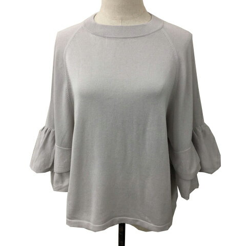 Crew Neck - 【中古】ケイビーエフ KBF アーバンリサーチ セーター ニット プルオーバー クルーネック 無地 フレアスリーブ 七分袖 One グレー レディース 【ベクトル 古着】 250626