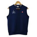 【中古】ルコックスポルティフ le coq sportif GOLF COLLECTION ベスト プルオーバー Vネック ゴルフウェア ロゴ 刺繍 L 青 赤 ブルー レッド メンズ 【ベクトル 古着】 250710