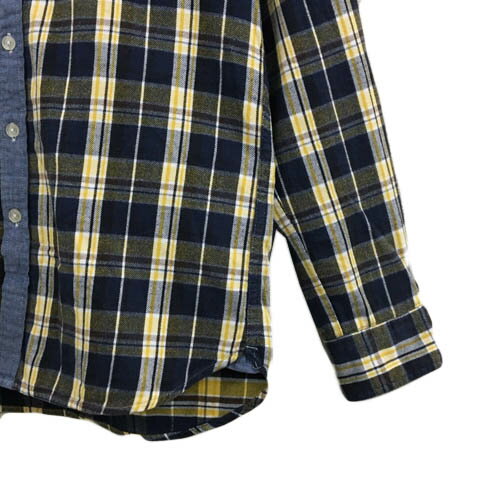 【中古】ビームスハート BEAMS HEART シャツ カジュアル ボタンダウン チェック 長袖 M 紺 黄 ネイビー イエロー メンズ 【ベクトル 古着】 250718 3