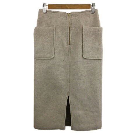 【中古】バビロン BABYLONE スカート タイト 膝下 ミモレ ウール メルトン 無地 34 ベージュ グレー レディース 【ベクトル 古着】 250731