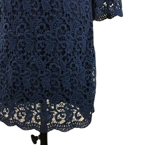 【中古】未使用品 スパイラルガール SPIRALGIRL ワンピース Iライン ミニ 総レース 長袖 1 紺 ネイビー レディース 【ベクトル 古着】 250724
