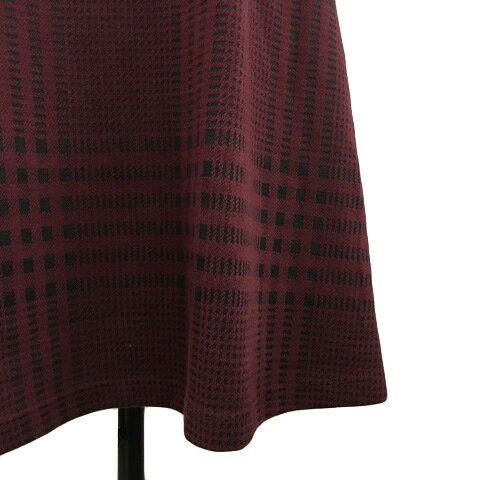 【中古】ストロベリーフィールズ STRAWBERRY-FIELDS ワンピース フレア ミニ ラウンドネック チェック 長袖 赤 黒 レッド ブラック レディース 【ベクトル 古着】 250821