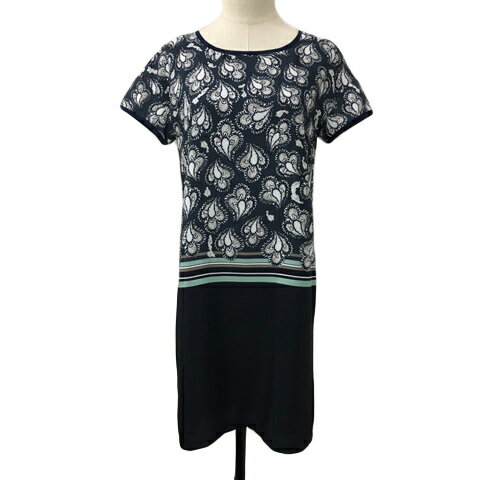 【中古】ケティ KETTY ドゥ トゥシェ Doux toucher ワンピース Iライン 膝丈 ペイズリー 半袖 M グレー ベージュ レディース 【ベクトル 古着】 250825(4)