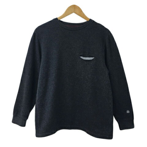 【中古】アクアスキュータム AQUASCUTUM トレーナー ラウンドネック プルオーバー 裏起毛 無地 長袖 MEDIUM グレー メンズ 【ベクトル 古着】 251001