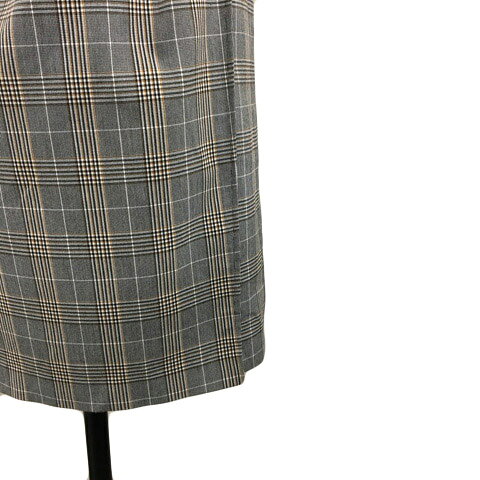 【中古】ポールスチュアート PAUL STUART スカート タイト ナロー ひざ丈 ラップ風 タック チェック 6 グレー 茶 ブラウン レディース 【ベクトル 古着】 260501 3