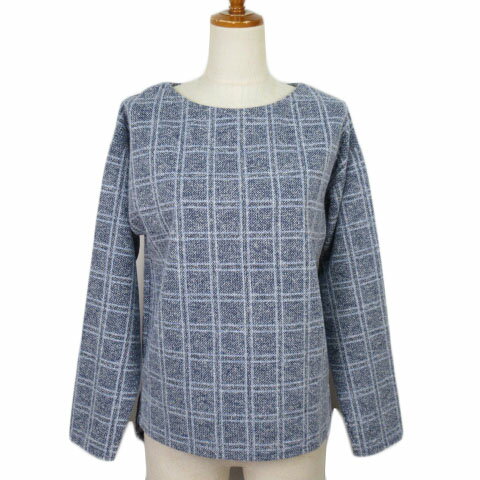 【中古】インデックス INDEX チェックデザインニットプルオーバー M 紺 ネイビー レディース 【ベクト..