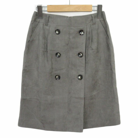 【中古】ロートレアモン LAUTREAMONT スカート ラップテイスト フェイクスエード ウール混 38 グレー レディース 【ベクトル 古着】 201226 ベクトルプレミアム店