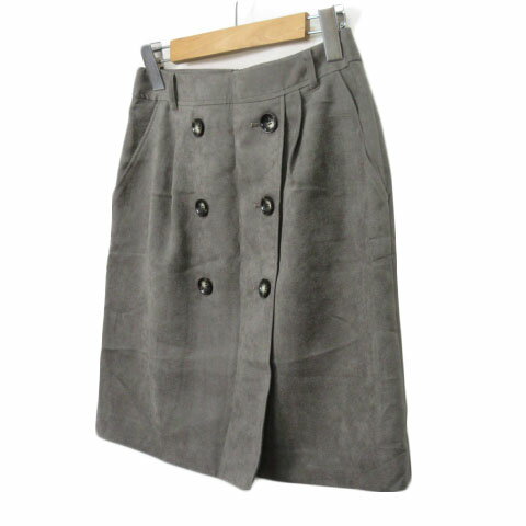 【中古】ロートレアモン LAUTREAMONT スカート ラップテイスト フェイクスエード ウール混 38 グレー レディース 【ベクトル 古着】 201226 ベクトルプレミアム店