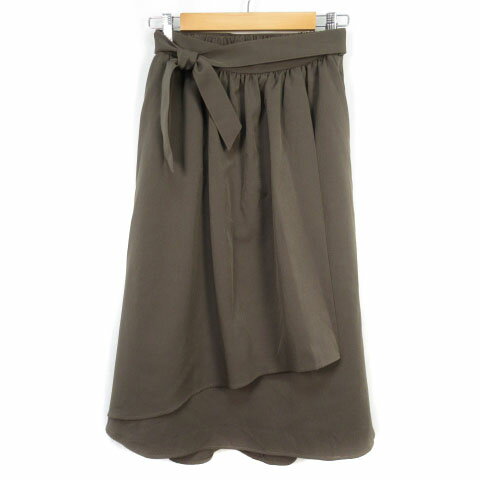 【中古】ショコラフィネローブ chocol raffine robe スカート フレア ラップテイスト リボン F カーキ レディース 【ベクトル 古着】 210124 ベクトルプレミアム店