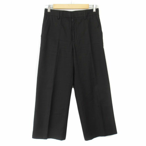 乐天商城 - 【中古】エストネーション ESTNATION パンツ ワイド クロップド ストレッチ 36 黒 ブラック レディース 【ベクトル 古着】 241018