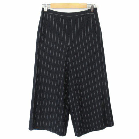 【中古】バッカ BACCA パンツ ワイド ガウチョ ストライプ ウール 34 紺 ネイビー レディース 【ベクトル 古着】 241018
