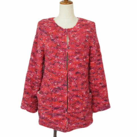 【中古】未使用品 ロペ ROPE ジャケット コート ノーカラー ツイード ウール アルパカ 36 ピンク レディース 【ベクトル 古着】 210220 ベクトルプレミアム店