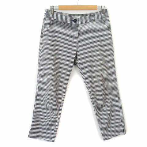 Nylon, Rayon, Polyester - 【中古】ナチュラルビューティーベーシック NATURAL BEAUTY BASIC パンツ テーパード クロップド ギンガムチェック L 黒 ブラック 青 ブルー レディース 【ベクトル 古着】 241021