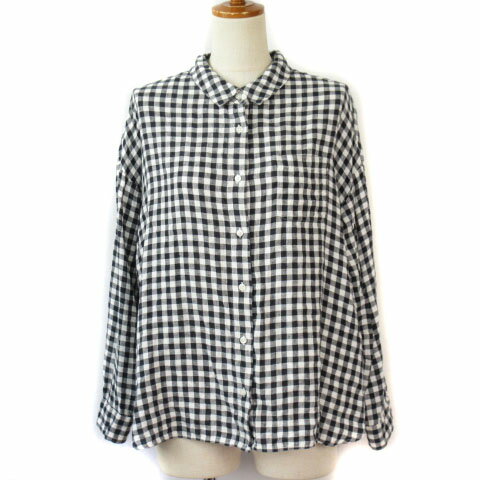 【中古】サマンサモスモス SM2 麻テンセル柄アソートシャツ チェック カシュクール 2way F 黒 ブラック レディース 【ベクトル 古着】 210520