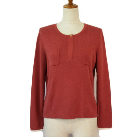 【中古】ダーマコレクション dama collection 総針編み配色デザインプルオーバー M テラコッタ レディ..