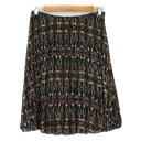 【中古】トラサルディ TRUSSARDI スカート フレア プリーツ 総柄 シフォン 40 黒 ブラック レディース 【ベクトル 古着】 210916(4)