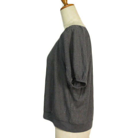 【中古】メルローズ クレール melrose CLAIRE カットソー ニット 透かし編み 半袖 リネン混 グレー レディース 【ベクトル 古着】 211107 - 2