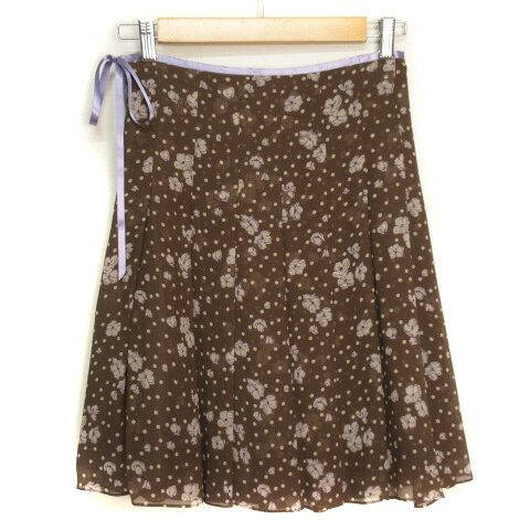 【中古】レベッカテイラー rebecca taylor スカート フレア ドット 花柄 シフォン ...
