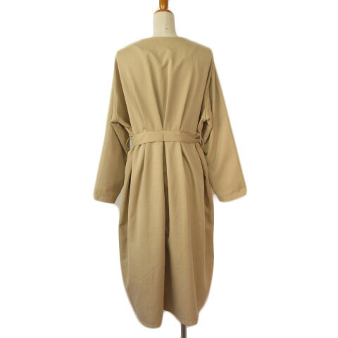 【中古】ショコラフィネローブ chocol raffine robe 開襟ロングコート F ベージュ レディース 【ベクトル 古着】 220528