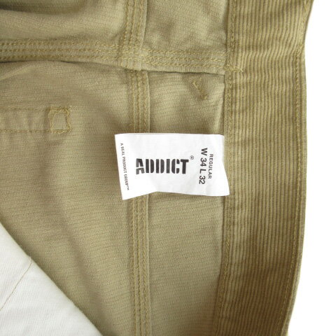 【中古】アディクト ADDICT REGULAR パンツ ストレート コーデュロイ 34 カーキ メンズ 【ベクトル 古着】 220702