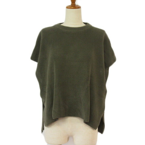【中古】コムサ COMME CA レイヤード ニットプルオーバー 5 カーキ レディース 【ベクトル 古着】 220724