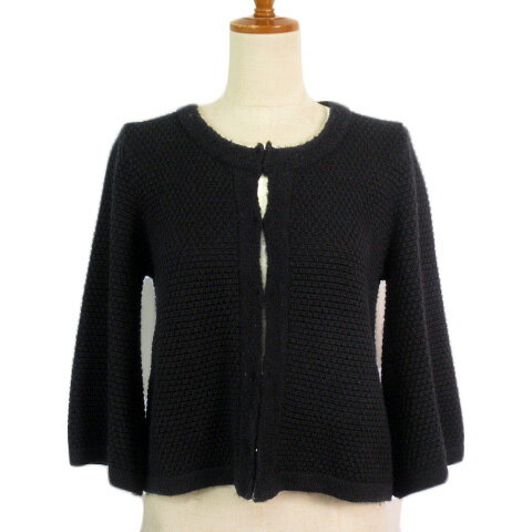 【中古】エムケー ミッシェルクラン MK MICHEL KLEIN カーディガン ニット 七分袖 ウール 38 黒 ブラック レディース 【ベクトル 古着】 220810