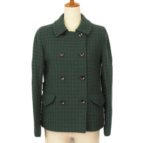 狩獵外套 - 【中古】グリーンレーベルリラクシング ユナイテッドアローズ green label relaxing コート ジャケット ダブル ニット ウール 38 緑 グリーン レディース 【ベクトル 古着】 220920