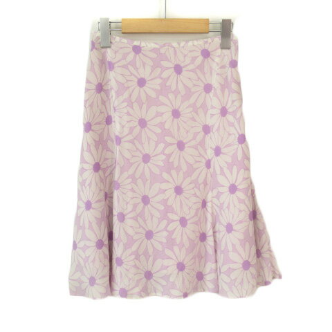 【中古】エフデ ef-de スカート フレア 花柄 シフォン 7 紫 ラベンダー レディース 【ベクトル 古着】 221016