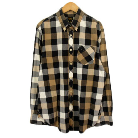 【中古】エルエルビーン L.L.BEAN シャツ ボタンダウン チェック 長袖 M 黒 ブラック ベージュ メンズ 【ベクトル 古着】 221210