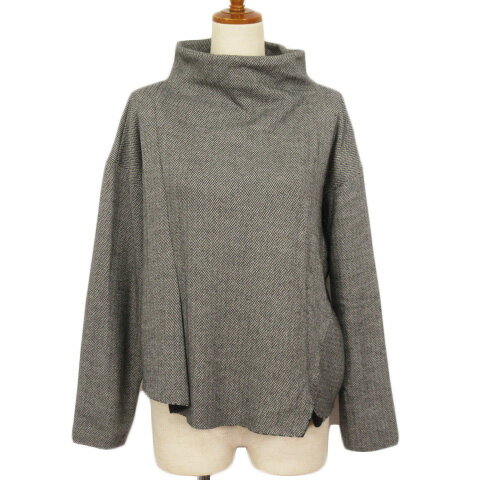【中古】ノータデラマノシニストラ nota della mano sinistra カットソー ハイネック ヘリンボーン グレー レディース 【ベクトル 古着】 230104