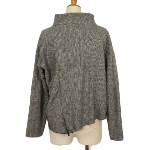 【中古】ノータデラマノシニストラ nota della mano sinistra カットソー ハイネック ヘリンボーン グレー レディース 【ベクトル 古着】 230104