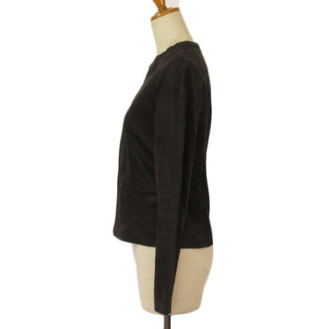 【中古】コムサイズム COMME CA ISM ジャケット ノーカラー フェイクスエード M 黒 ブラック レディース 【ベクトル 古着】 230128