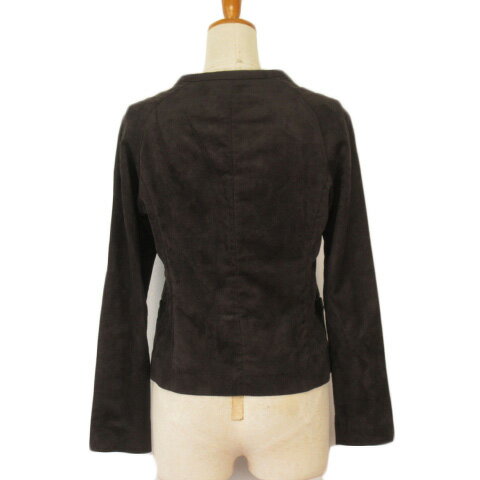 【中古】コムサイズム COMME CA ISM ジャケット ノーカラー フェイクスエード M 黒 ブラック レディース 【ベクトル 古着】 230128