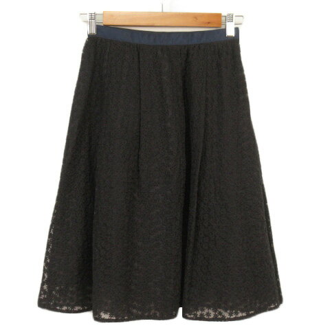 【中古】アンタイトル UNTITLED Dessin スカート フレア 花柄 刺繍 チュール 1 紺 ネイビー レディース 【ベクトル 古着】 230226(4.0)