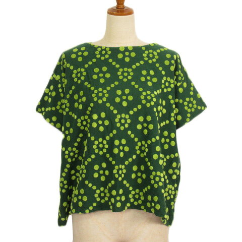 T-Shirts - 【中古】DIA-DORE ディアドレ カットソー ドット 半袖 緑 グリーン レディース 【ベクトル 古着】 230312