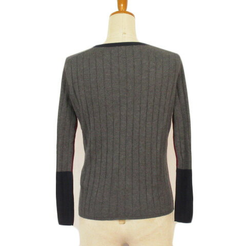 【中古】ドゥクラッセ DoCLASSE カラーブロック ワイドリブプルオーバー S ボルドー グレー レディース 【ベクトル 古着】 230422