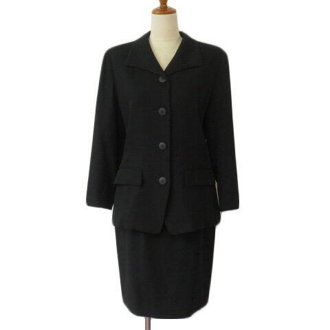 【中古】メルローズ MELROSE スーツ ジャケット スカート ウール 2 黒 ブラック レディース 【ベクトル 古着】 230610