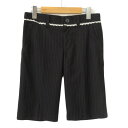 【中古】アイアイエムケー ミッシェルクラン iiMK ハーフパンツ ストライプ レース 36 黒 ブラック レディース 【ベクトル 古着】 230727