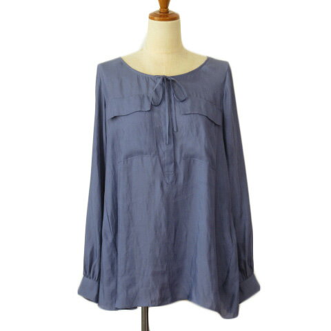 【中古】ベアトリス BEATRICE ブラウス プルオーバー ノーカラー シアー 40 青 ブルー レディース 【ベクトル 古着】 230917