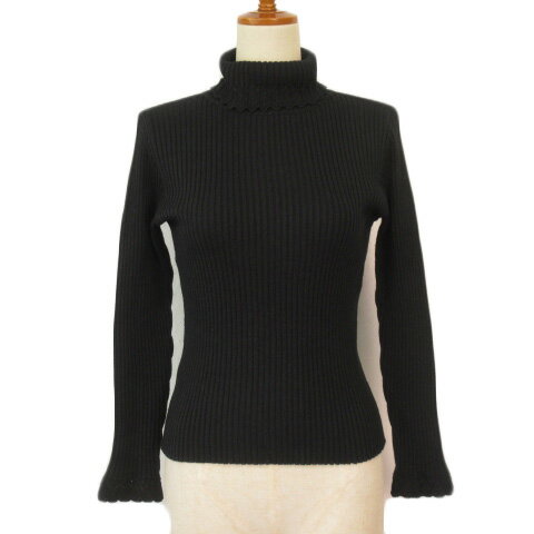 【中古】ハーモニカ HARMONICA セーター リブニット ハイネック スカラップ 黒 ブラック レディース 【ベクトル 古着】 231001