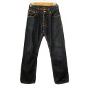 【中古】ヌーディージーンズ nudie jeans AVERAGE JOE パンツ ジーンズ デニム ボタンフライ 30 紺 ネイビー レディース 【ベクトル 古着】 231223