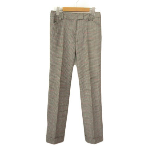 【中古】コムサイズム COMME CA ISM パンツ グレンチェック ロールアップ センタープレス M グレー レディース 【ベクトル 古着】 231223